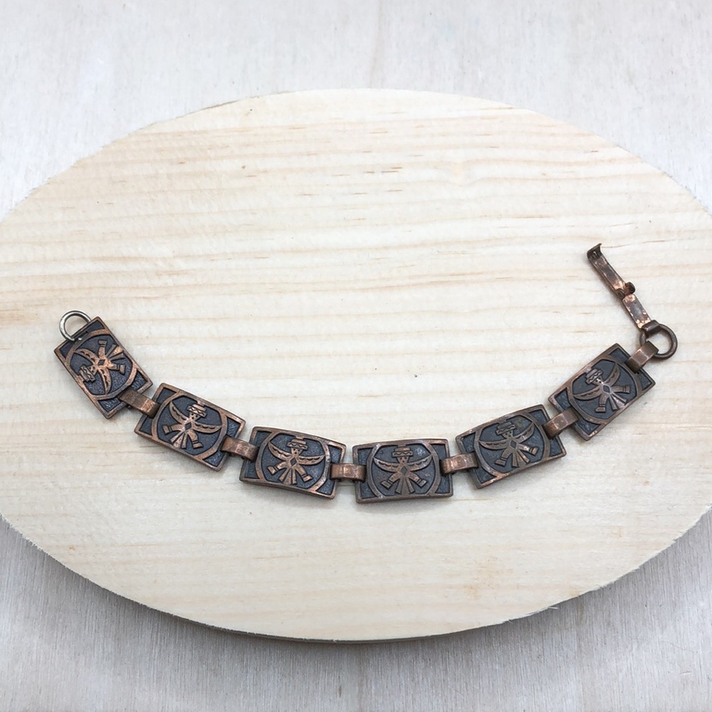 Vintage Copper  Kachina Link Bracelet Southwestern Native American SMALL WRIST